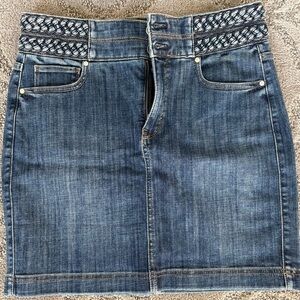 White House Black Market Braided Waist Denim Mini Skirt -Size 6 -NWT